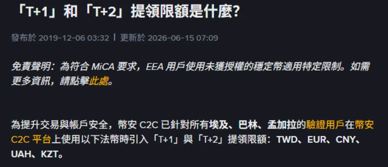 幣安提領限額是多少？官方不給統一數字，可核對的是這四層