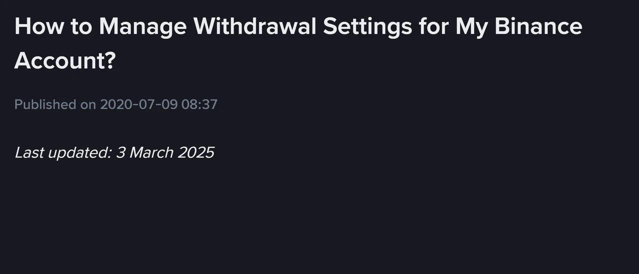Binance withdrawal whitelist: نویں address اُتے 24 گھنٹے دی روک کِویں لگدی اے