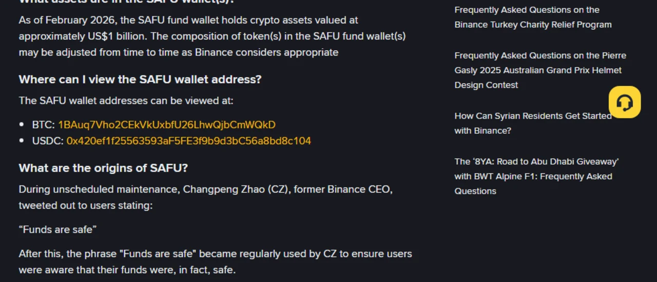 Binance SAFU 錢包地址怎麼查？鏈上餘額實測與官方兩頁說法的差異